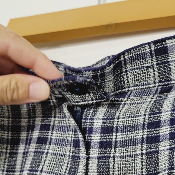 ⭐Tradition Navy Blue White Plaid High Waist Golf Shorts Oversized Preppy Pleated - Picture 6 of 13